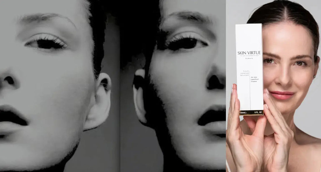 Nina Williams in her 20s and 40s, illustrating the Skin Virtue philosophy that skin longevity is about supporting skin quality, resilience and healthy ageing over time.