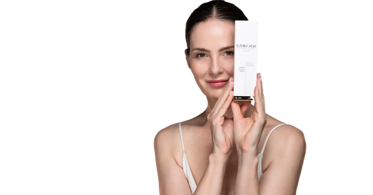 Nina holding Skin Virtue Future Advanced Serumist for brighter-looking sensitive skin and visible radiance