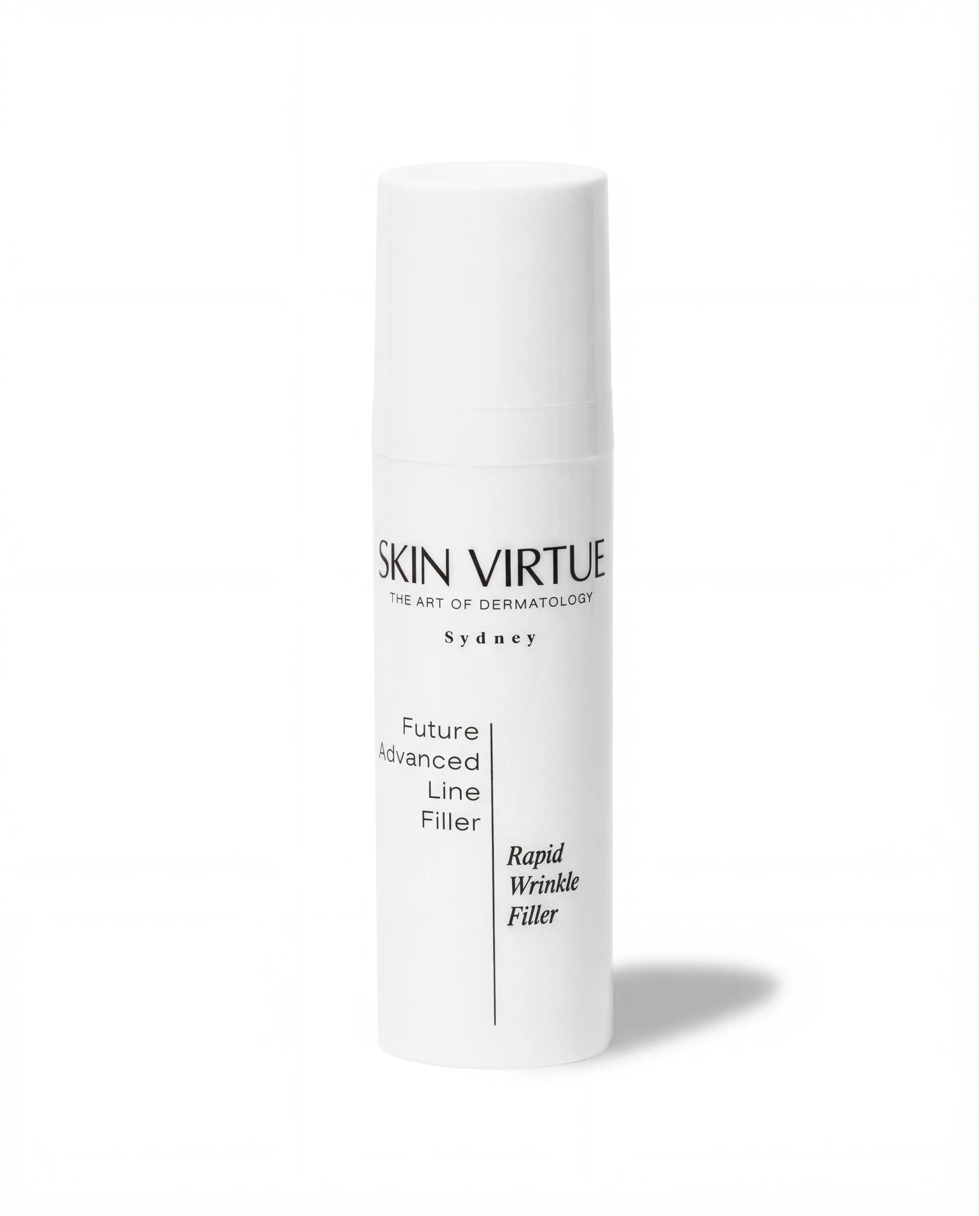 Skincare product packaging with 'Skin Virtue Future_Advanced_Line_Filler' branding on a white background