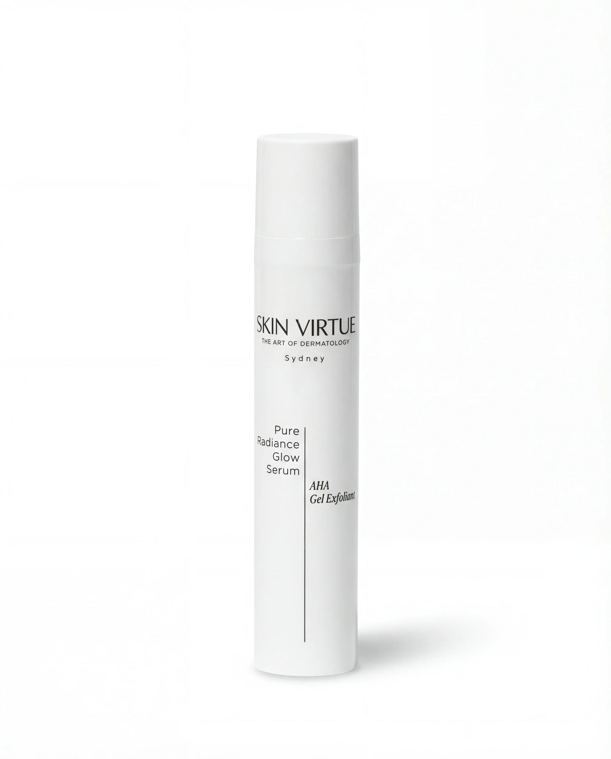 White Pure_Radiannce_Glow_Serum bottle with text on a white background