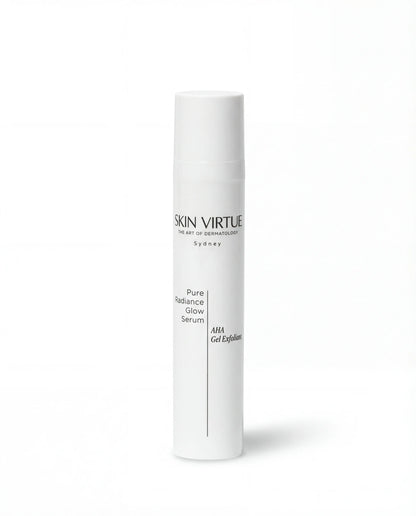 White Pure_Radiannce_Glow_Serum bottle with text on a white background