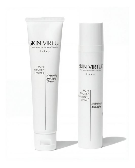Two Skin Virtue skincare products The_Co-Dependent_Couple_-_Cleanse___Moisture_Dry_Skin on a white background