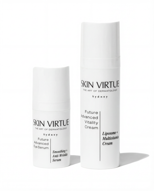 Two skincare products from Skin Virtue The_Romantic_Couple_-_Eye_Care_Vitality on a white background